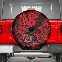 Hawaii Shaka Sign Spare Tire Cover Polynesian Pattern Red Version - Wonder Print Shop
