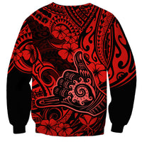 Hawaii Shaka Sign Sweatshirt Polynesian Pattern Red Version - Wonder Print Shop