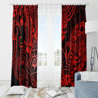 Hawaii Shaka Sign Window Curtain Polynesian Pattern Red Version - Wonder Print Shop