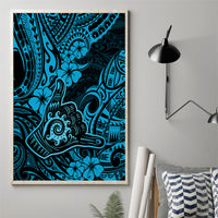 Hawaii Shaka Sign Canvas Wall Art Polynesian Pattern Sky Blue Version - Wonder Print Shop