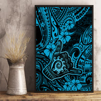 Hawaii Shaka Sign Canvas Wall Art Polynesian Pattern Sky Blue Version - Wonder Print Shop