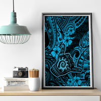 Hawaii Shaka Sign Canvas Wall Art Polynesian Pattern Sky Blue Version - Wonder Print Shop