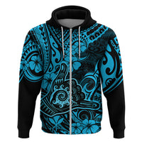 Hawaii Shaka Sign Hoodie Polynesian Pattern Sky Blue Version - Wonder Print Shop