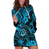 Hawaii Shaka Sign Hoodie Dress Polynesian Pattern Sky Blue Version - Wonder Print Shop