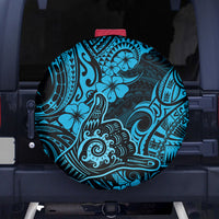 Hawaii Shaka Sign Spare Tire Cover Polynesian Pattern Sky Blue Version - Wonder Print Shop