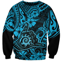 Hawaii Shaka Sign Sweatshirt Polynesian Pattern Sky Blue Version - Wonder Print Shop
