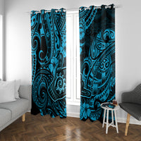 Hawaii Shaka Sign Window Curtain Polynesian Pattern Sky Blue Version - Wonder Print Shop