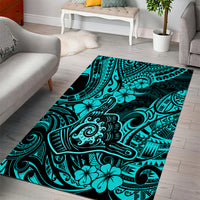 Hawaii Shaka Sign Area Rug Polynesian Pattern Turquoise Version - Wonder Print Shop
