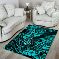 Hawaii Shaka Sign Area Rug Polynesian Pattern Turquoise Version - Wonder Print Shop