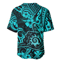 Hawaii Shaka Sign Baseball Jersey Polynesian Pattern Turquoise Version - Wonder Print Shop