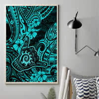 Hawaii Shaka Sign Canvas Wall Art Polynesian Pattern Turquoise Version - Wonder Print Shop