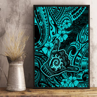 Hawaii Shaka Sign Canvas Wall Art Polynesian Pattern Turquoise Version - Wonder Print Shop