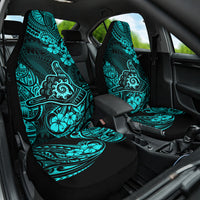 Hawaii Shaka Sign Car Seat Cover Polynesian Pattern Turquoise Version - Wonder Print Shop