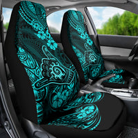 Hawaii Shaka Sign Car Seat Cover Polynesian Pattern Turquoise Version - Wonder Print Shop