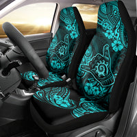 Hawaii Shaka Sign Car Seat Cover Polynesian Pattern Turquoise Version - Wonder Print Shop
