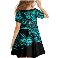 Hawaii Shaka Sign Family Matching Mermaid Dress and Hawaiian Shirt Polynesian Pattern Turquoise Version - Wonder Print Shop