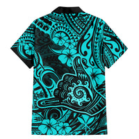 Hawaii Shaka Sign Family Matching Mermaid Dress and Hawaiian Shirt Polynesian Pattern Turquoise Version - Wonder Print Shop