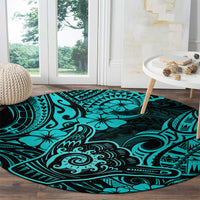 hawaii-shaka-sign-round-carpet-polynesian-pattern-turquoise-version