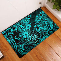 Hawaii Shaka Sign Rubber Doormat Polynesian Pattern Turquoise Version - Wonder Print Shop