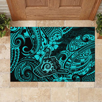 Hawaii Shaka Sign Rubber Doormat Polynesian Pattern Turquoise Version - Wonder Print Shop
