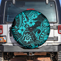 Hawaii Shaka Sign Spare Tire Cover Polynesian Pattern Turquoise Version - Wonder Print Shop