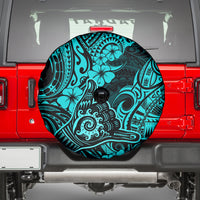 Hawaii Shaka Sign Spare Tire Cover Polynesian Pattern Turquoise Version - Wonder Print Shop