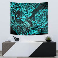 Hawaii Shaka Sign Tapestry Polynesian Pattern Turquoise Version - Wonder Print Shop