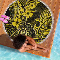 Hawaii Shaka Sign Beach Blanket Polynesian Pattern Yellow Version - Wonder Print Shop