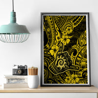 Hawaii Shaka Sign Canvas Wall Art Polynesian Pattern Yellow Version - Wonder Print Shop