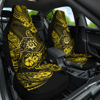 Hawaii Shaka Sign Car Seat Cover Polynesian Pattern Yellow Version - Wonder Print Shop