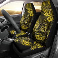 Hawaii Shaka Sign Car Seat Cover Polynesian Pattern Yellow Version - Wonder Print Shop