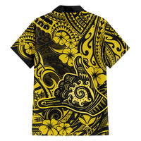 Hawaii Shaka Sign Hawaiian Shirt Polynesian Pattern Yellow Version - Wonder Print Shop