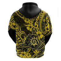 Hawaii Shaka Sign Hoodie Polynesian Pattern Yellow Version - Wonder Print Shop
