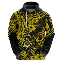 Hawaii Shaka Sign Hoodie Polynesian Pattern Yellow Version - Wonder Print Shop