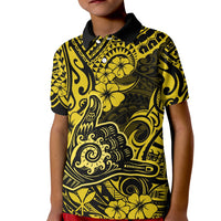 Hawaii Shaka Sign Kid Polo Shirt Polynesian Pattern Yellow Version - Wonder Print Shop