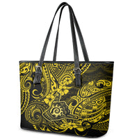 Hawaii Shaka Sign Leather Tote Bag Polynesian Pattern Yellow Version - Wonder Print Shop