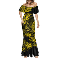 Hawaii Shaka Sign Mermaid Dress Polynesian Pattern Yellow Version - Wonder Print Shop