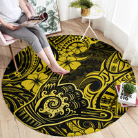 hawaii-shaka-sign-round-carpet-polynesian-pattern-yellow-version