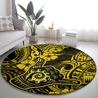hawaii-shaka-sign-round-carpet-polynesian-pattern-yellow-version