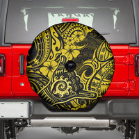 Hawaii Shaka Sign Spare Tire Cover Polynesian Pattern Yellow Version - Wonder Print Shop