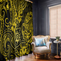 Hawaii Shaka Sign Window Curtain Polynesian Pattern Yellow Version - Wonder Print Shop