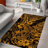 Hawaii Shark Area Rug Polynesian Pattern Gold Version - Wonder Print Shop