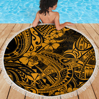 Hawaii Shark Beach Blanket Polynesian Pattern Gold Version - Wonder Print Shop