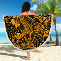 Hawaii Shark Beach Blanket Polynesian Pattern Gold Version - Wonder Print Shop