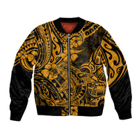 Hawaii Shark Bomber Jacket Polynesian Pattern Gold Version - Wonder Print Shop