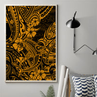 Hawaii Shark Canvas Wall Art Polynesian Pattern Gold Version - Wonder Print Shop