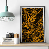 Hawaii Shark Canvas Wall Art Polynesian Pattern Gold Version - Wonder Print Shop