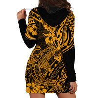Hawaii Shark Hoodie Dress Polynesian Pattern Gold Version - Wonder Print Shop