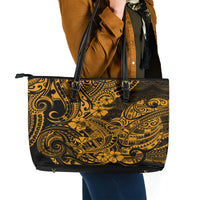 Hawaii Shark Leather Tote Bag Polynesian Pattern Gold Version - Wonder Print Shop