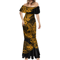 Hawaii Shark Mermaid Dress Polynesian Pattern Gold Version - Wonder Print Shop